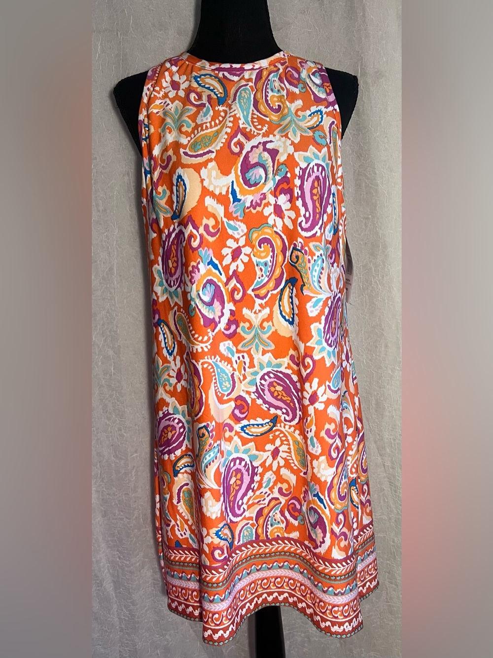 MSK Multicolor Orange-Pink Abstract Print Dress